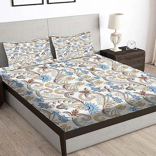 Glace Cotton (90x100 Inch) Double Size Bedsheet With 2 Pillow Cover in Multicolor Image 2