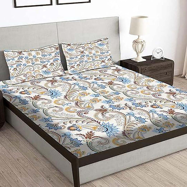 Glace Cotton (90x100 Inch) Double Size Bedsheet With 2 Pillow Cover in Multicolor Image 2