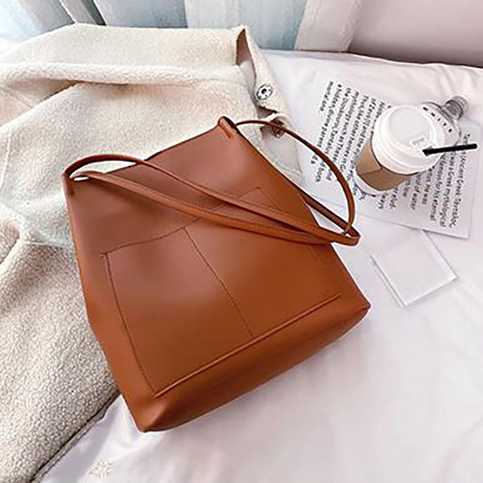 Handbag For Women And Girls Stylish Brown PU Leather Bag Image 1