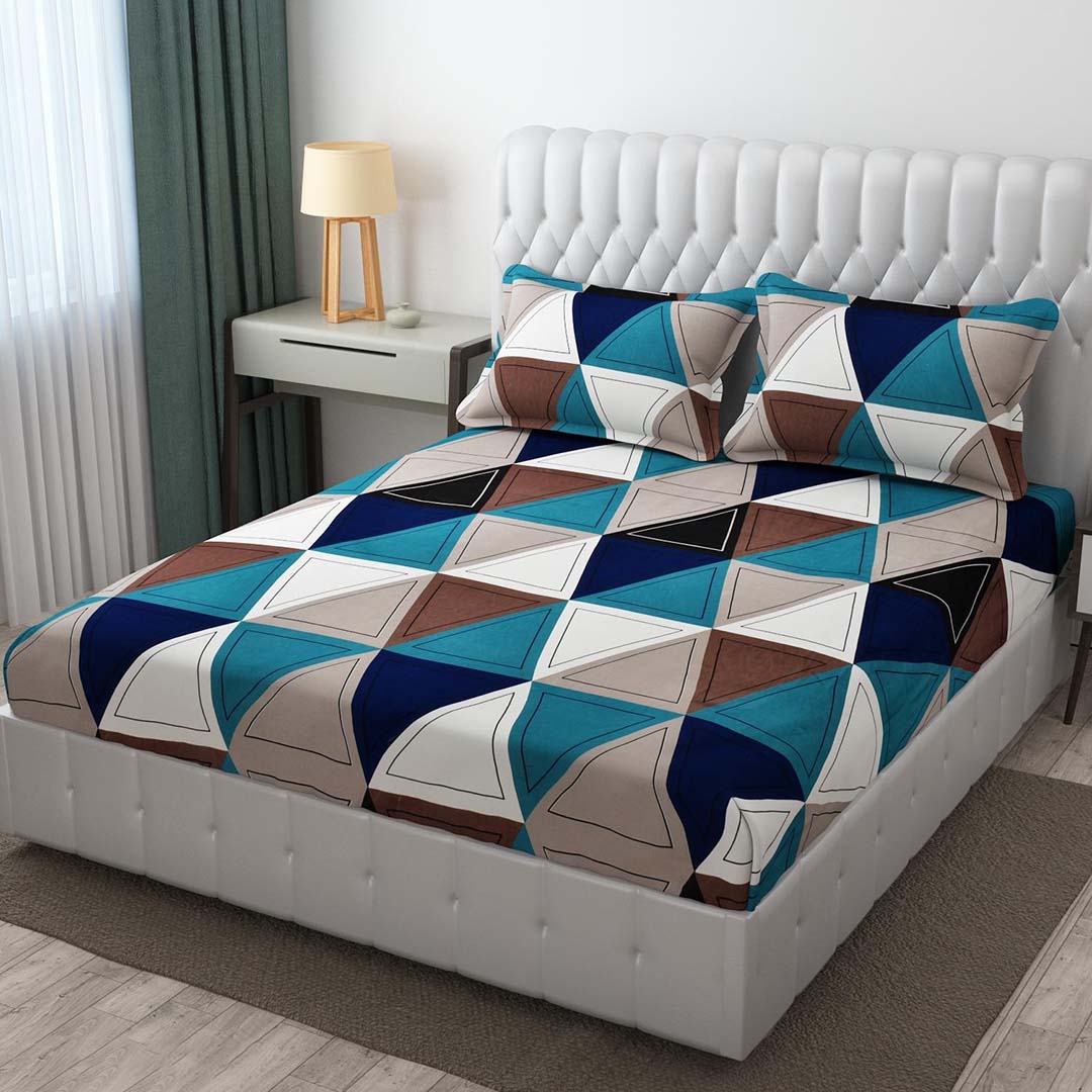 Cotton (78x72 Inch) Double Size Bedsheet With 2 Pillow Cover in Multicolor Image 1