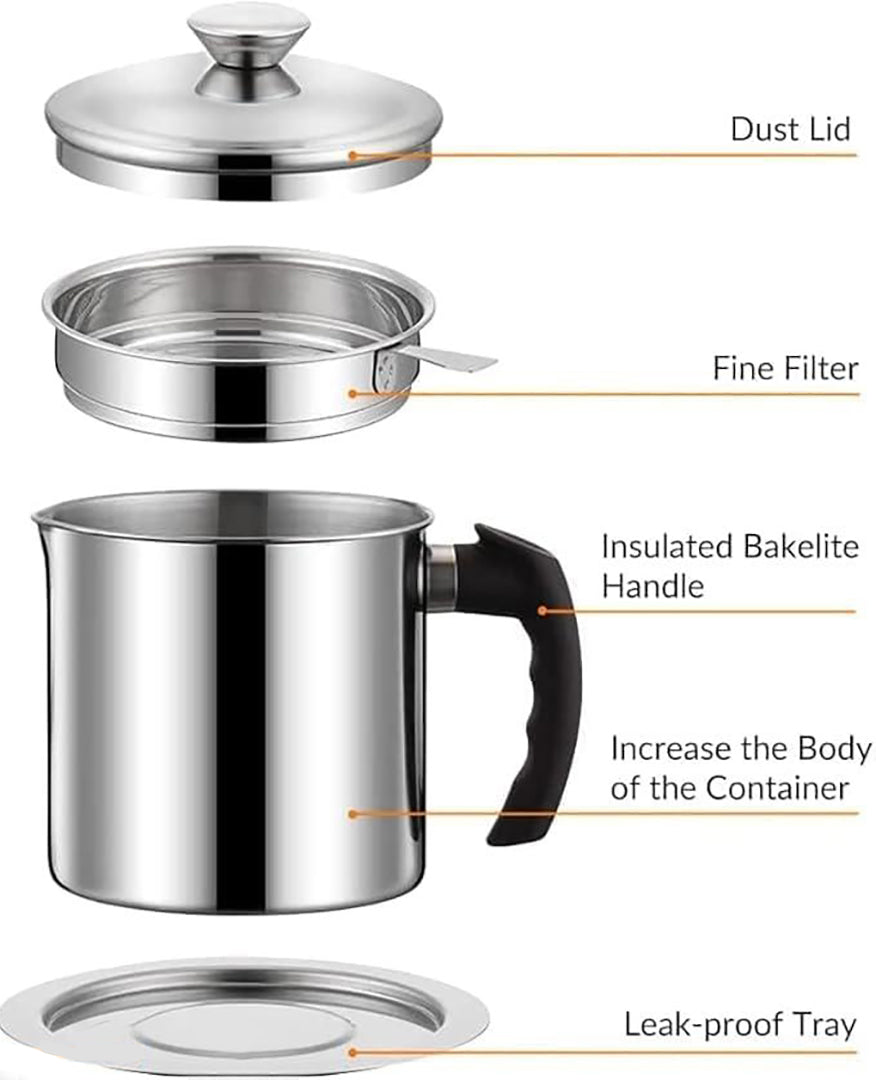 Modular Kitchen Oil Filter Stainless Steel Household Oil Pot With Lid Cooking Best Oil Health Shaver Oil Fat Separator For Filter Residue Image 4