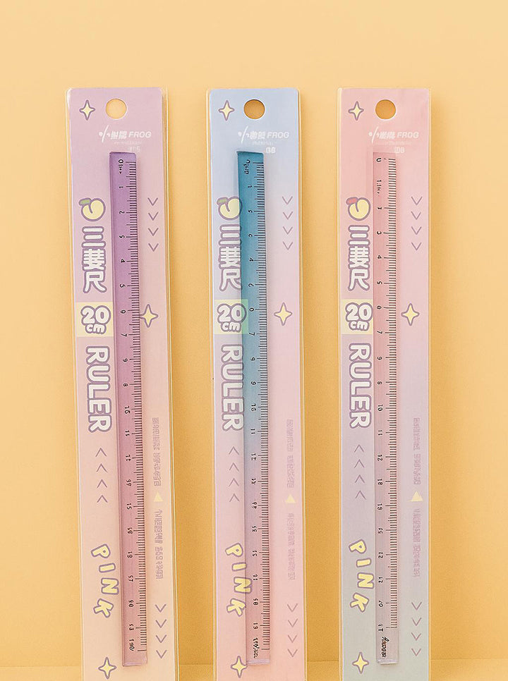 Pastel 20Cm Transparent Ruler Set Pack Of 3 Pink Purple Blue Image 1