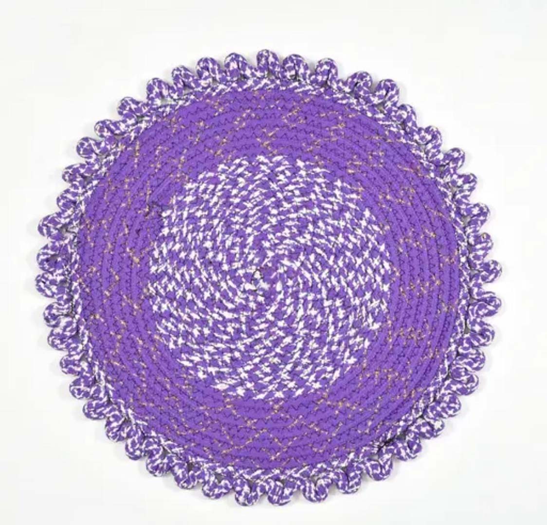 Polyester Anti-Slip Doormat for Home & Bathroom Entrance Violet Round Mat (53 cm) Image 3