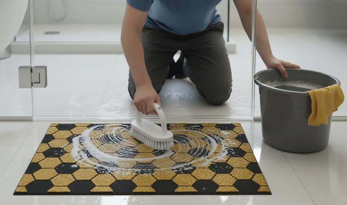 Cotton Anti-Slip Doormat for Home & Bathroom Entrance Multicolor Rectangular Mat (40x60 cm) 2 Pcs Image 3