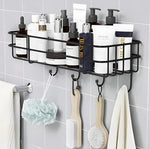 Metal Kitchen And Bathroom Rack Storage Shelves Shelf Organizer Storage Stainless Steel Wall Shelf With Towel Holder Black Bath Shelves Image 2