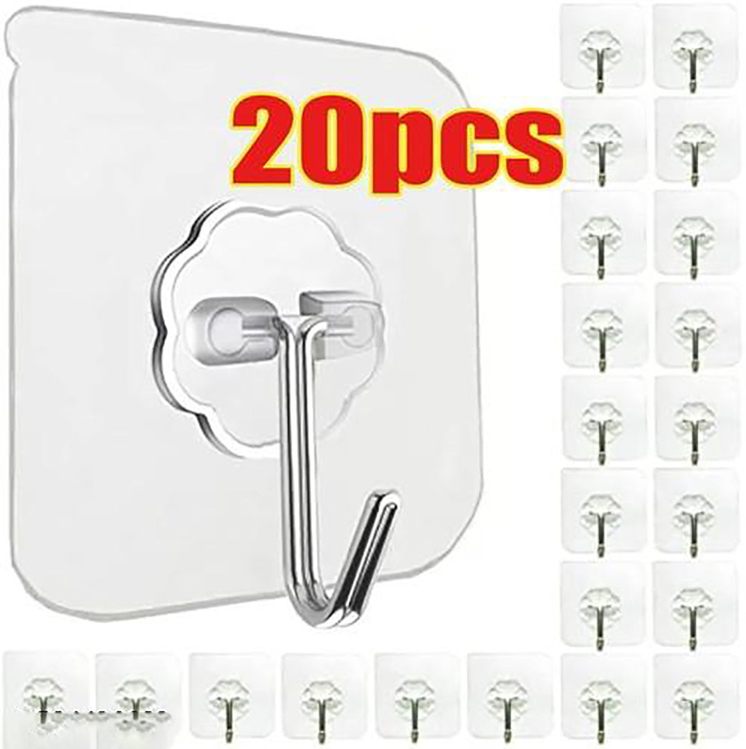 Transparent Flower Shaped Wall Hook With Strong Adhesive Pcs 20 Image 1