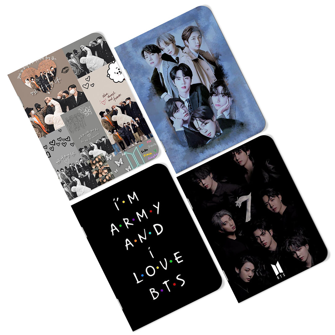 A5 Handy Bts Diary Notebook Unique Stationery Items Easy To Carry Unruled Plain Cute Set Of 4 For Writing Notes Notebooks Journal Diary Image 1