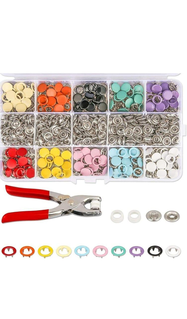 100 Pcs Silver Snap Button Set With Hand Snap Fastener Plier Tool Used To Connect Two Pieces Of Material Together Image 1