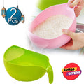 Multipurpose Plastic Rice Wash Bowl With Handle For Rice Vegetable And Fruits Image 1