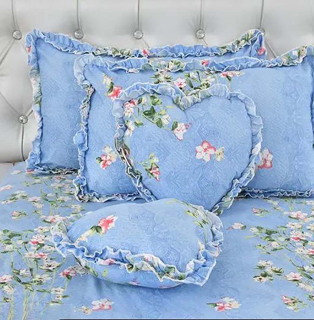 Cotton (90x100 Inch) Double Size Bedsheet With 2 Pillow Cover in Blue Color Image 1