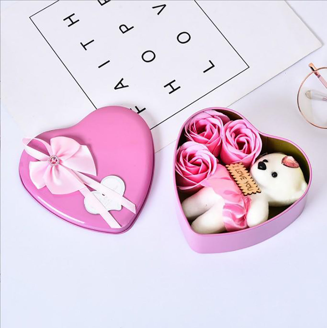 Navy Heart Box With Lovely Teddy With Love Tag Image 1