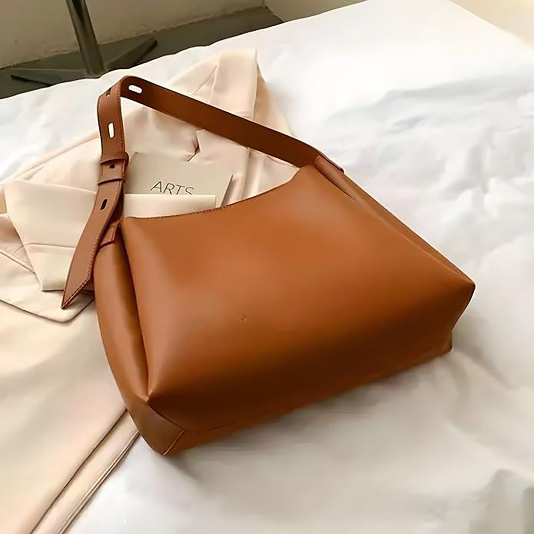 Handbag For Women And Girls Stylish Tan PU Leather Bag Image 1