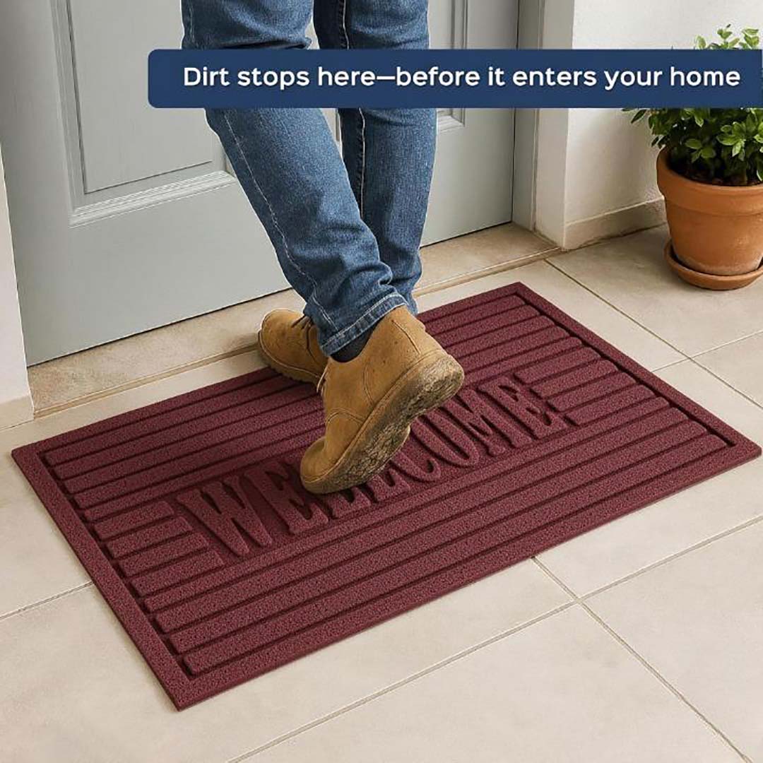 Rubber Anti-Slip Doormat for Home & Bathroom Entrance Maroon rectangular Mat (38x58 cm) Image 2