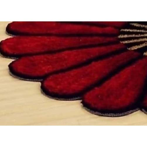 Poly Cotton Anti-Slip Doormat for Home & Bathroom Entrance Red Semi Circle Mat (16x32 Inch) Image 3