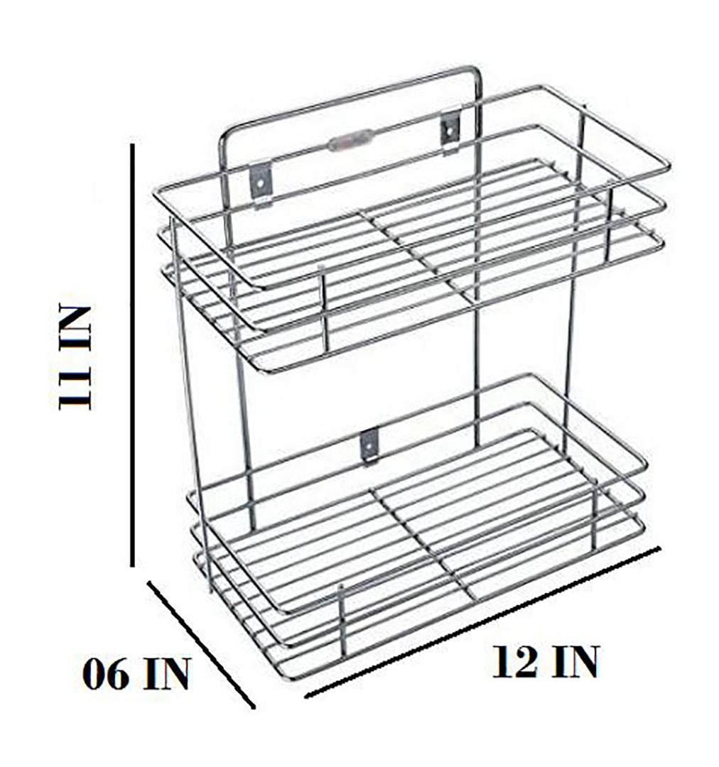 Rotto Double Layer Stainless Steel Multipurpose Storage Rackshelf Kitchen Rack Image 2