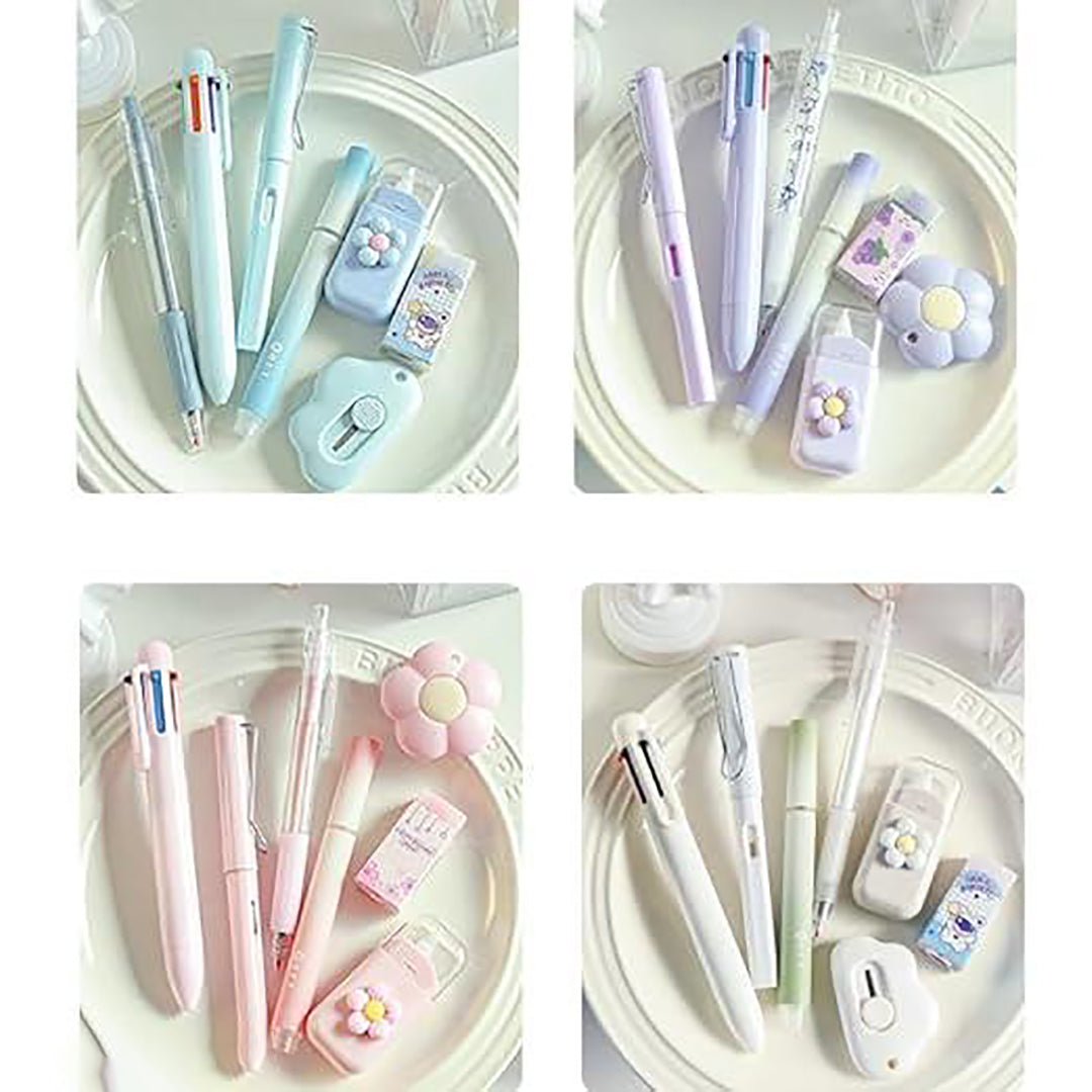7 Pcs Cute Cartoon Stationery Set Kawaii School Office Supplies Combo Blue Image 2