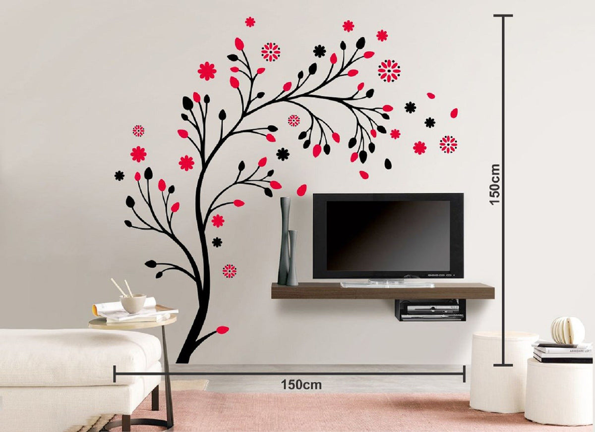 Wall Sticker Love Birds With Hearts 125 X 85 Cms Magical Tree 150 X 150 Cms Free Bird Case Black 150 X 115 Cms Sb Flowers 35 X11 Cms Matrial Vinyl Image 3