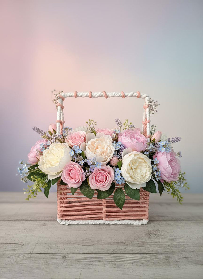 Handcrafted Artificial Flower Basket Colorful Table Decor For Home Office Wedding Festive Decoration Image 4