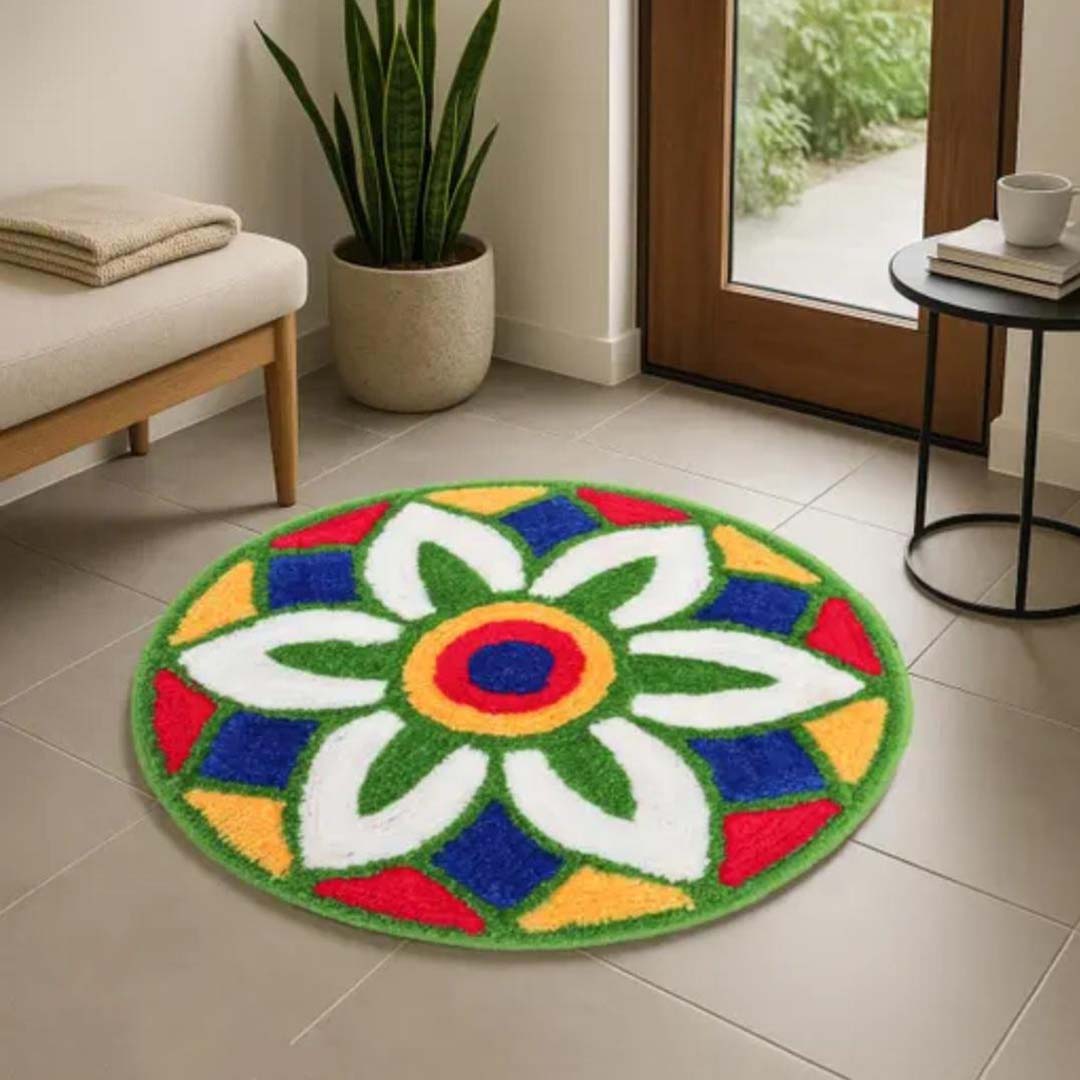 Microfiber Anti-Slip Doormat for Home & Bathroom Entrance Multicolor Round Mat (24 Inch) Image 4