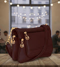 Handbag For Women And Girls Stylish Brown PU Leather Bag Image 1