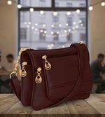 Handbag For Women And Girls Stylish Brown PU Leather Bag Image 1