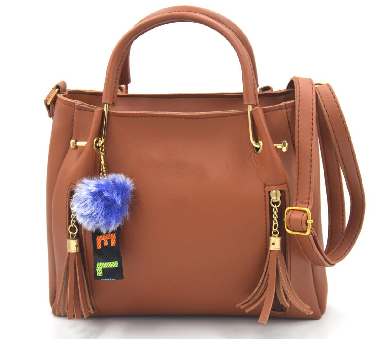 Handbag For Women And Girls Stylish Tan PU Leather Bag Image 1