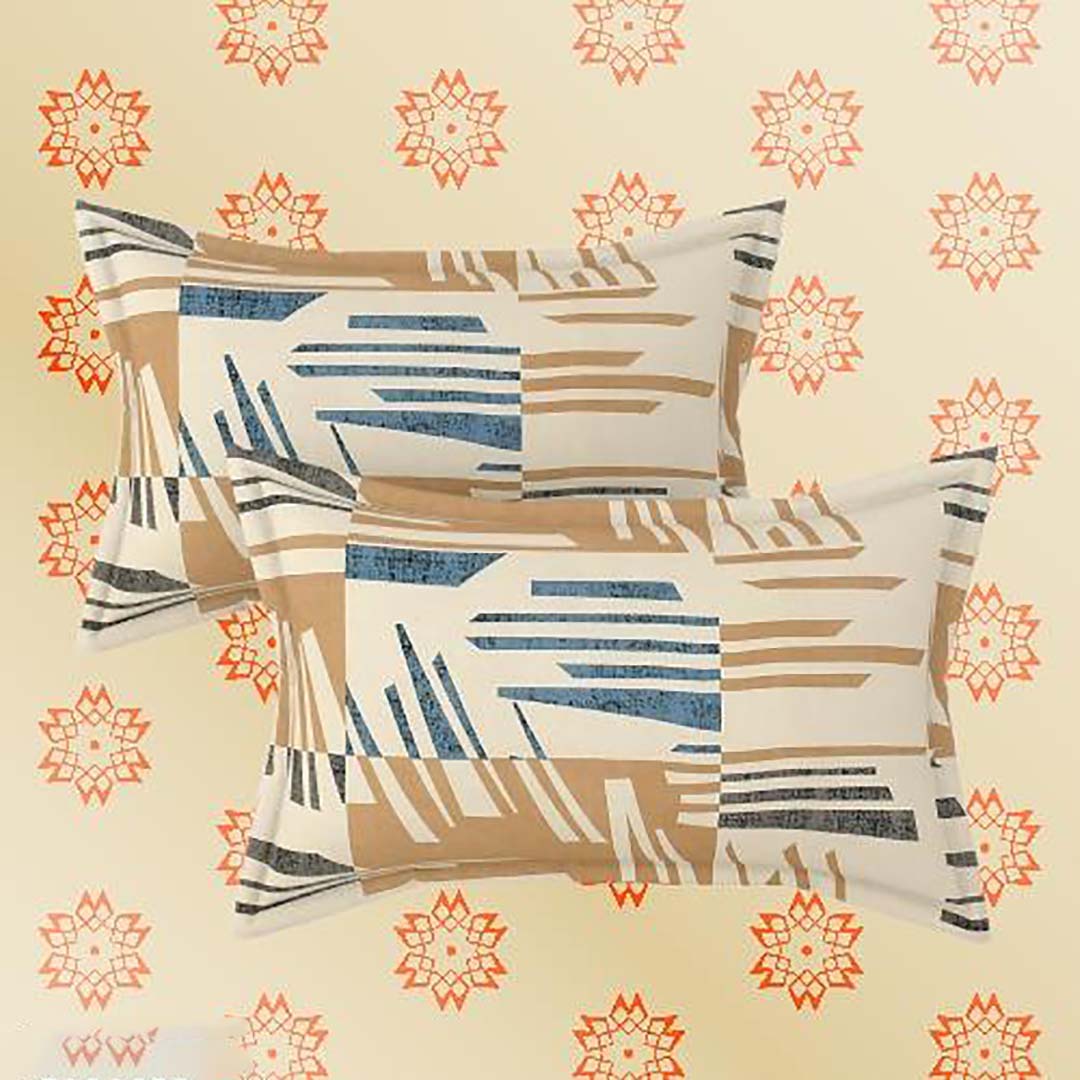 Glace Cotton (78x72 Inch) Double Size Bedsheet With 2 Pillow Cover in Multicolor Image 4