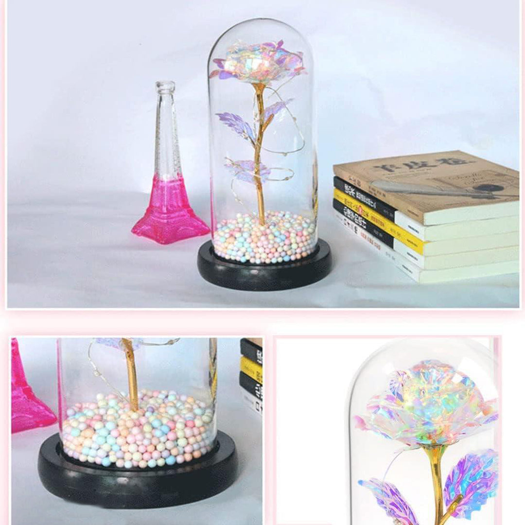 Acrylic Preserved Flowers Rose Gift Thermocol Goli With Greeting Card Artificial Flower Light Up Rose Rose In Glass Dome Personalized Gifts For Mom Sisters Friend Women Image 4