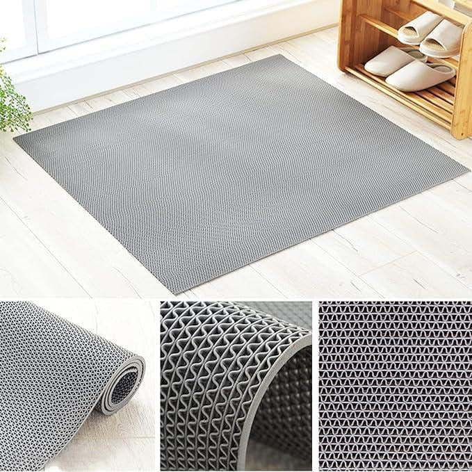 Rubber Anti-Slip Doormat for Home & Bathroom Entrance Grey Rectangular Mat (2x4 Feet) Image 2