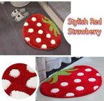 Microfiber Anti-Slip Doormat for Home & Bathroom Entrance Red Strawberry Mat (40x60 cm) Image 3