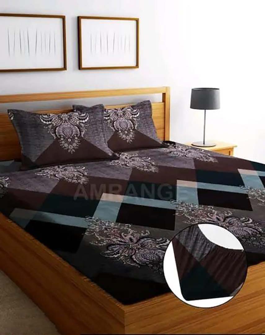 Cotton (78x72 Inch) Double Size Bedsheet With 2 Pillow Cover in Multicolor Image 1