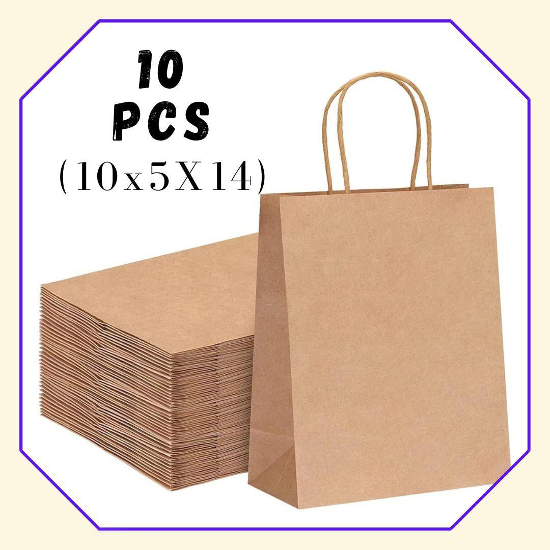10 Pcs Kraft Paper Gift Bags With Twisted Handles 10X5X14 Inch Brown Paper Bags With Handles Gift Bags In Bulk Goodie Bags Paper Bags For Small Business Small Gift Bag Brown 10 Pcs Image 1