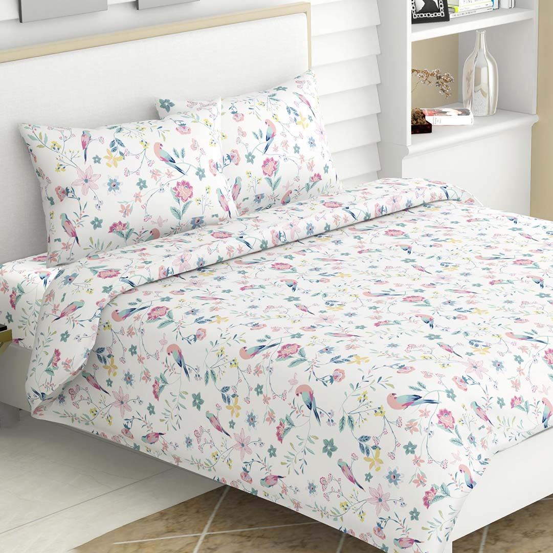 Cotton (108x108 Inch) Double Size Bedsheet With 2 Pillow Cover in Multicolor Image 1