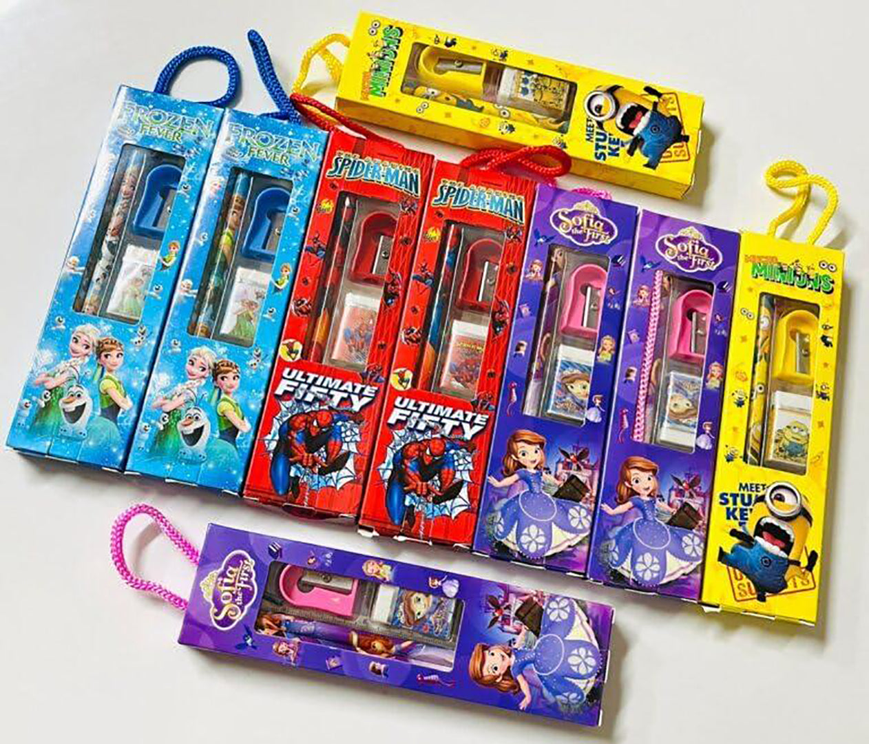 10 Pcs Stationery Small Gift Sets For Kids Mix Design Stationery Set Box Include 2 Pencils 1 Eraser 1 Sharpener And 1 Ruler Pack Return Gift Sets For Kids Multicolor 10 Pcs Set Image 3