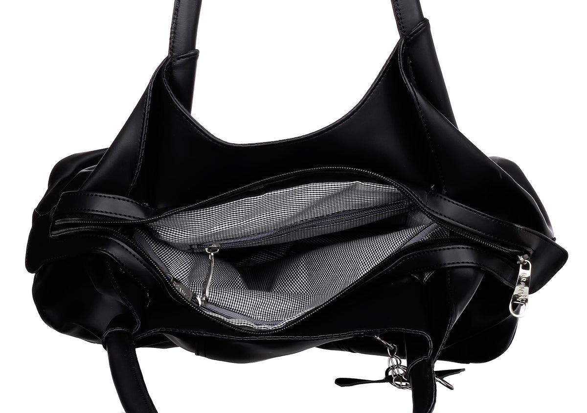 Handbag For Women And Girls Stylish Black PU Leather Bag Image 4