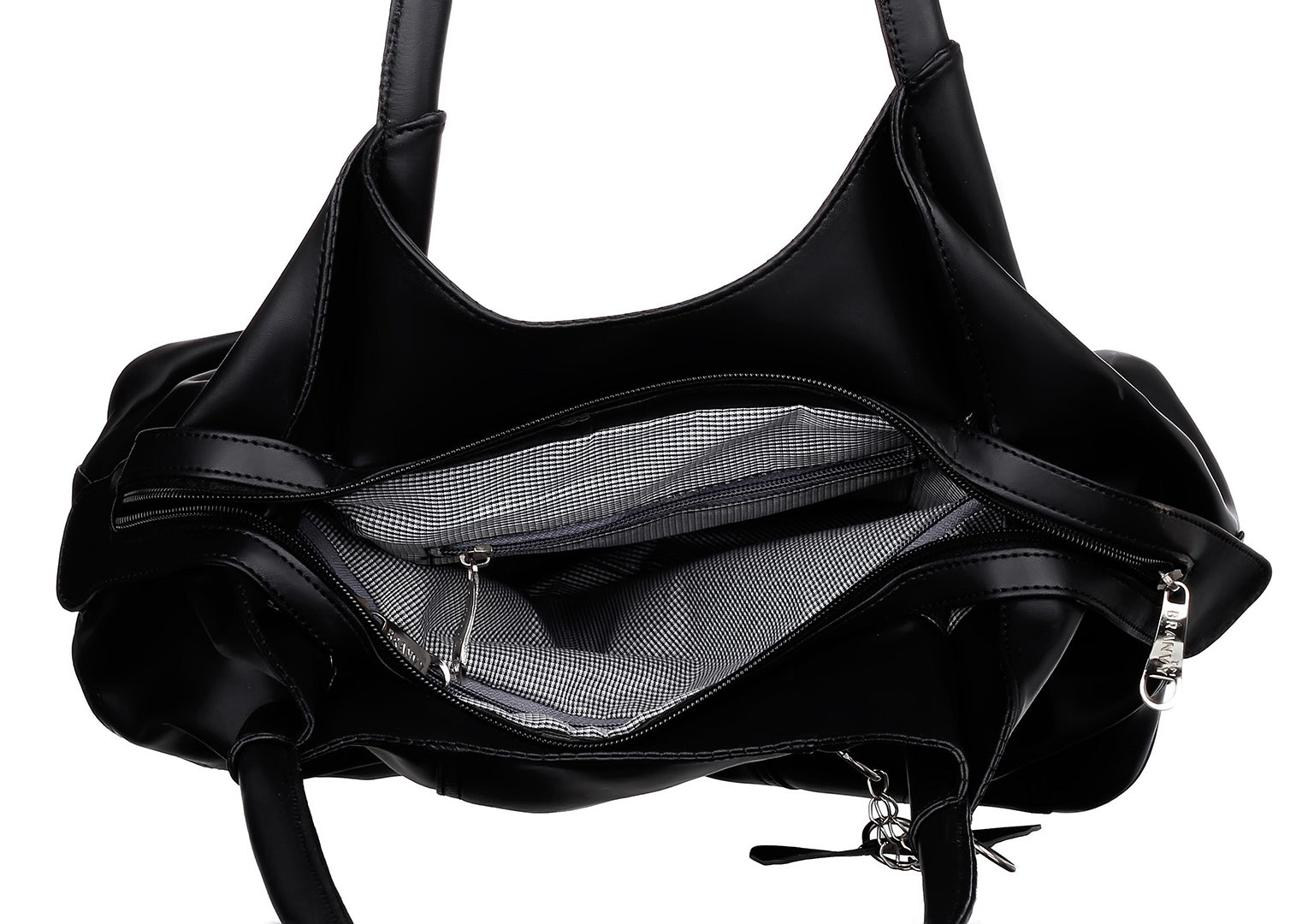 Handbag For Women And Girls Stylish Black PU Leather Bag Image 4