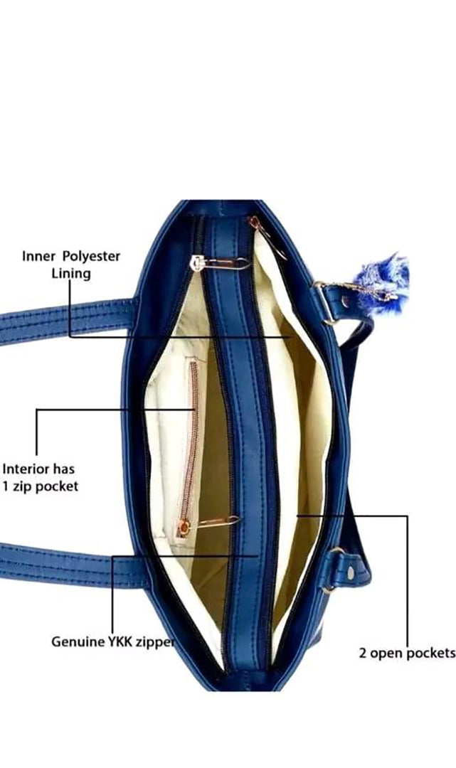 Handbag For Women And Girls Stylish blue PU Leather Bag Image 2
