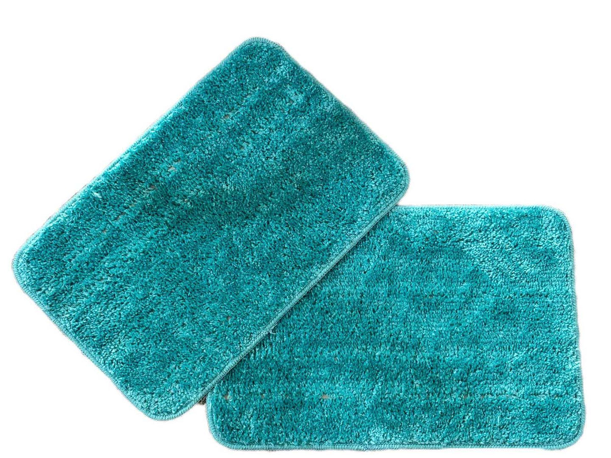 Microfiber Anti-Slip Doormat for Home & Bathroom Entrance Sky Blue Rectangular Mat (40x60 cm) 2 Pcs Image 2