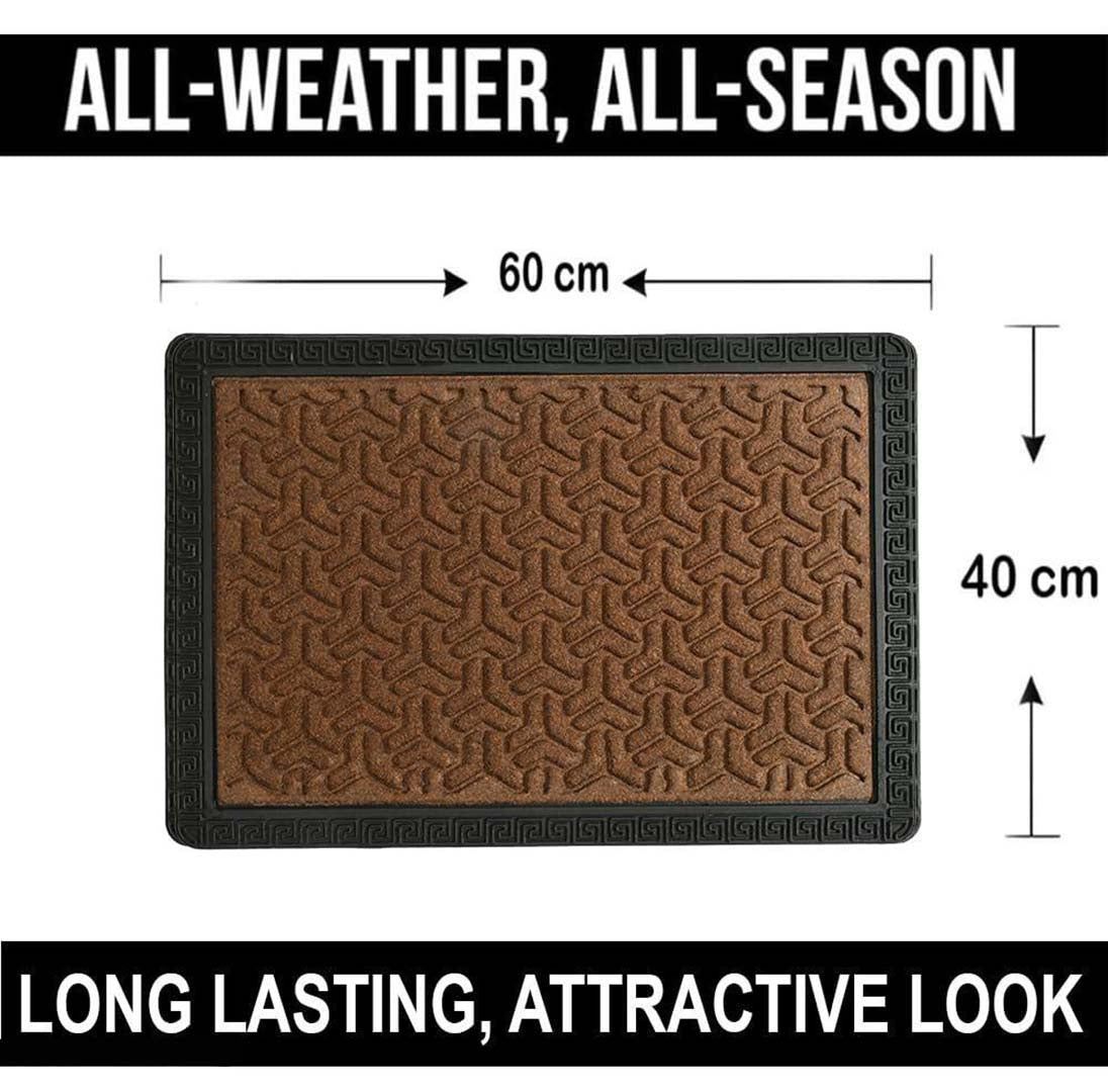 Rubber Anti-Slip Doormat for Home & Bathroom Entrance Brown Rectangular Mat (40x60 cm) Image 2