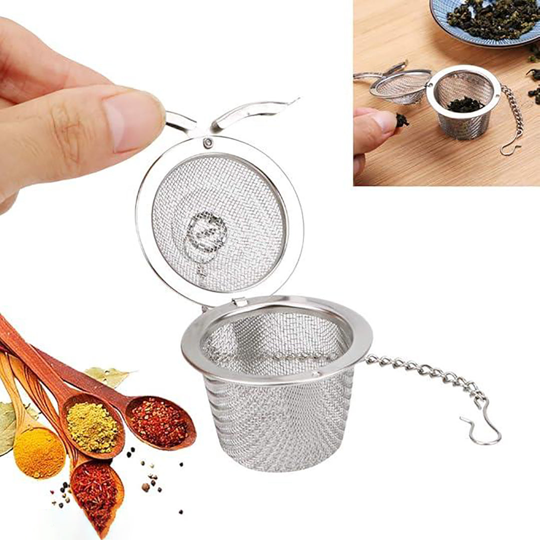 Stainless Steel Mesh Tea Infuser For Loose Leaf Tea With Chain Hook Saucerfine Mesh Tea Strainers Classic Tea Infuser For Brew Tea Image 1