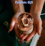 3D Crystal Ball With Led Wooden Base Crystal Dolphin Figurine Paperweight Ornaments 3D Laser Engraved Decorative Glass Ball Birthday Gifts For Girls Or Boys Dolphin Image 3