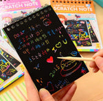 Rainbow Scratch Notebook With Magical Vibgyor Color With Pencil Stick Notepad Educational Toy For Kids Image 2