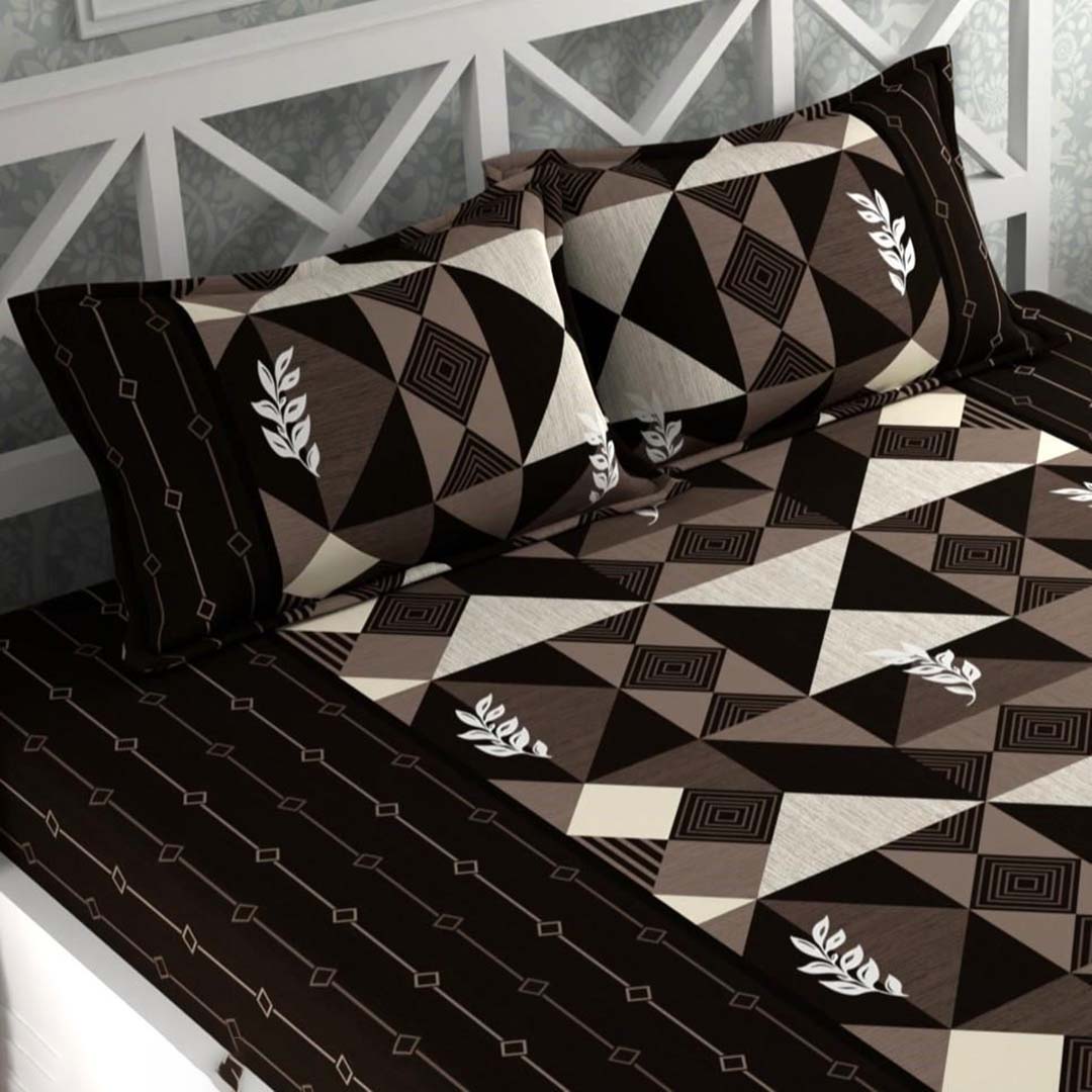 Microfiber (88x90 Inch) Double Size Bedsheet With 2 Pillow Cover in Multicolor Image 4