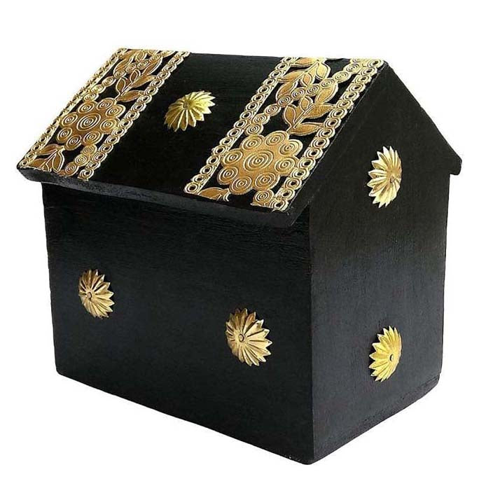 Wooden Money Bank Hut Style Kids Piggy Coin Box Hut Shape Piggy Bankmoney Bank For Kids And Adult Black Gifts For Kids Image 3