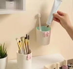 Cute Bow Design Multipurpose Wall Holders Pack Of 2 For Bathroom Kitchen Desk Self Adhesive Storage Cups For Makeup Stationery Remotes Pinkbeige Image 2