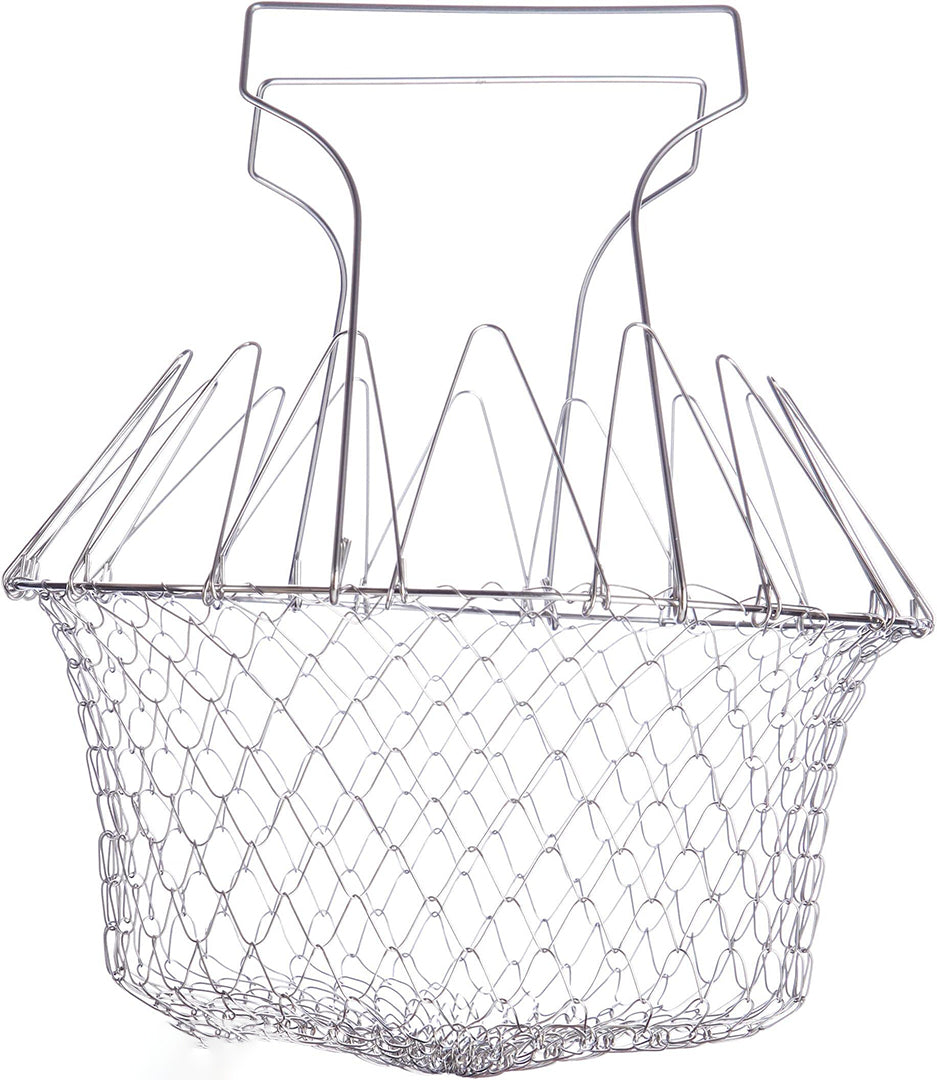 Foldable Steam Rinse Deep Frying Basket Stainless Steel Fry Basket Strainer Net Fried Filter For Fried Food Or Multifunctional Kitchen Cooking Tool Image 3