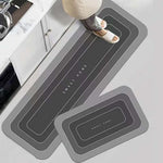 Memory Foam Anti-Slip Doormat for Home & Bathroom Entrance Grey Rectangular Mat (120x40 & 40x60 cm) 2 Pcs Image 1