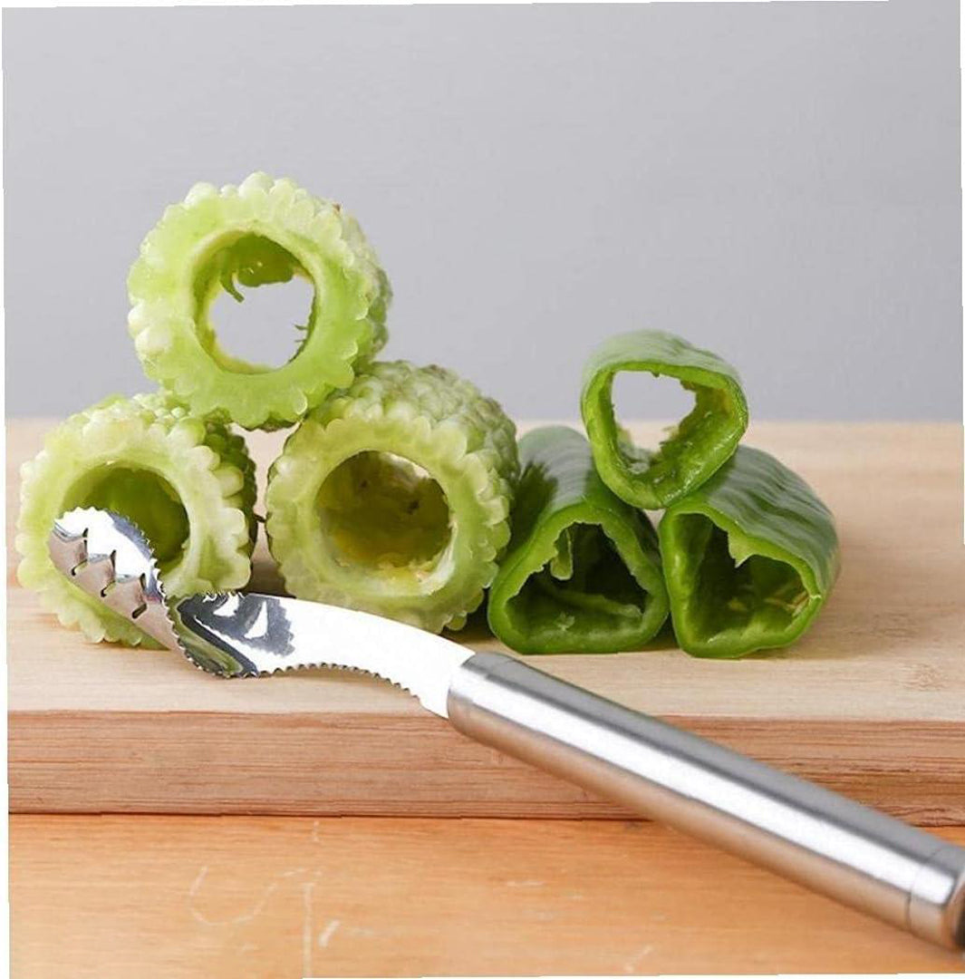 Stainless Steel Chili Pepper Corer Serrated Seed Core Remover Multi Functional Kitchen Gadget For Vegetables & Fruits Image 1