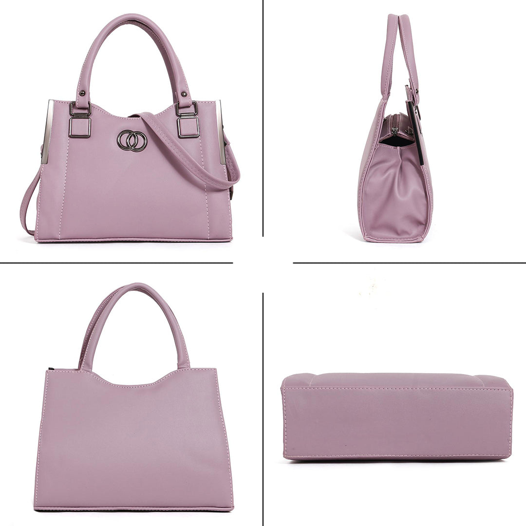 Handbag For Women And Girls Stylish Pink PU Leather Bag Image 2