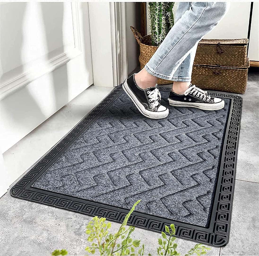 Polypropylene Anti-Slip Doormat for Home & Bathroom Entrance Grey Rectangular Mat (40x60 cm) Image 1